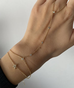 14K Gold Hand Chain With CZ