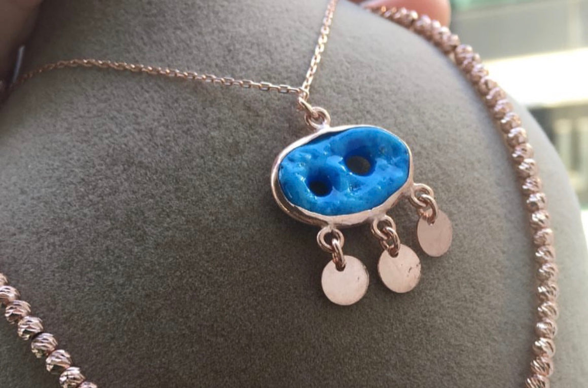 Turquoise Coined Eye Necklace