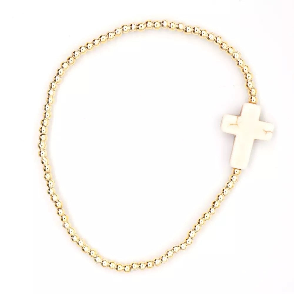 Dainty Beaded Cross Bracelet