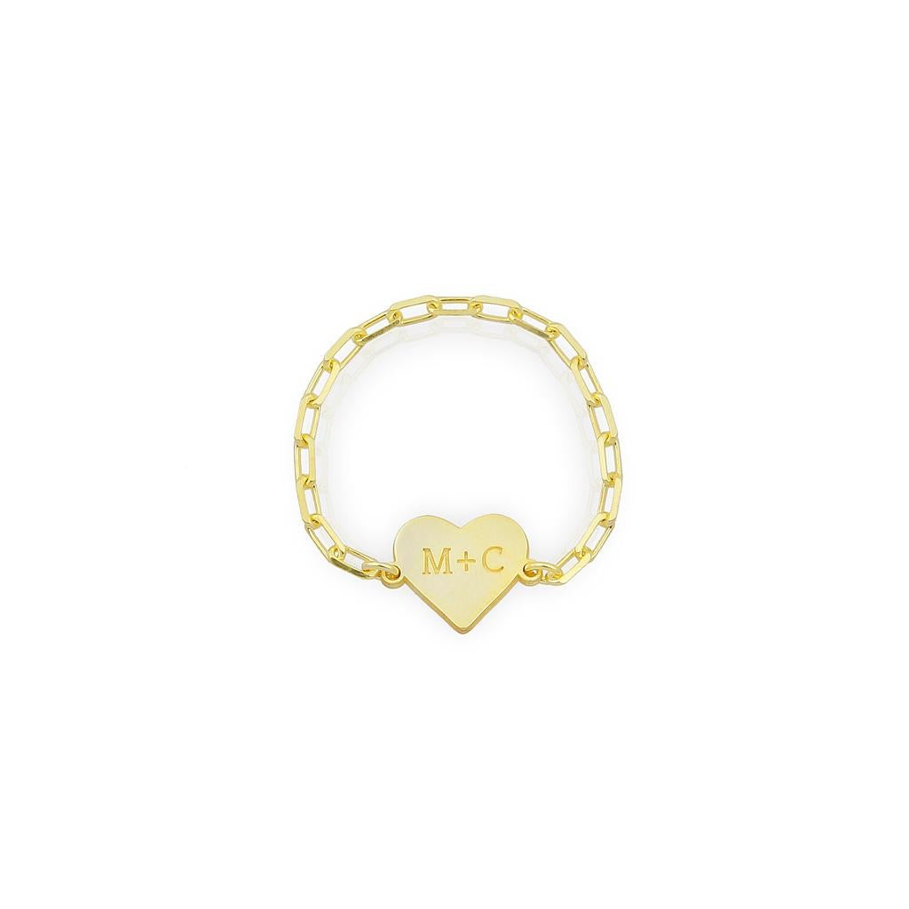 Personalized Heart Chain Ring