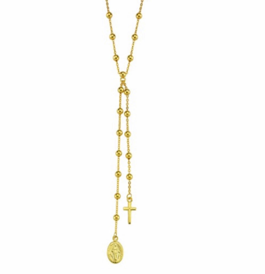 Delicate & Dainty Cross and Mother Mary Lariat