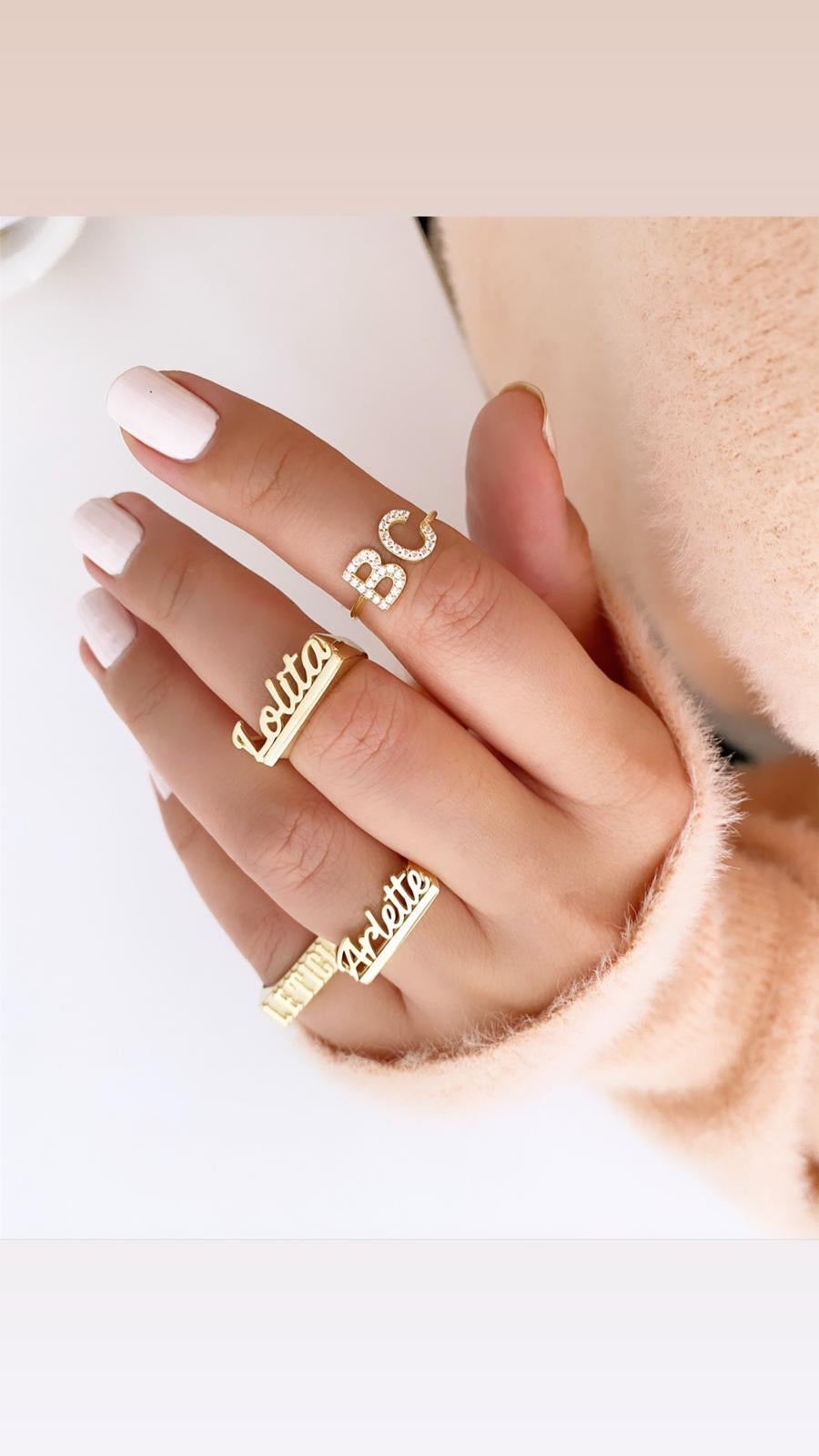 Personalized Script Ring