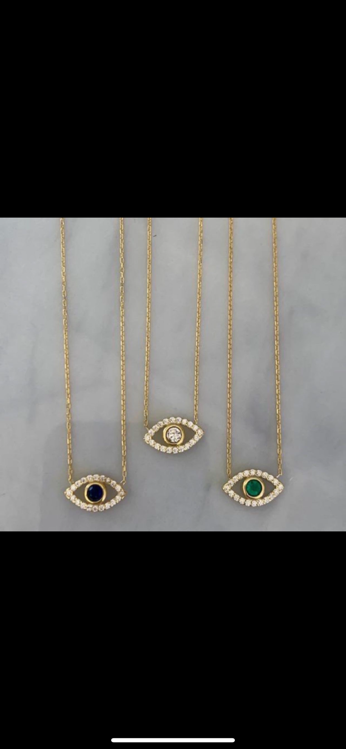 STERLING SILVER GOLD PLATED SIMPLE EYE NECKLACES