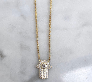 SILVER 18K GOLD PLATED DAINTY HAMSA NECKLACE