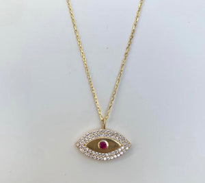 STERLING SILVER GOLD PLATED LUNA EYE NECKLACE