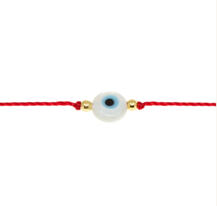 Evil Eye Cord Bracelet In Red
