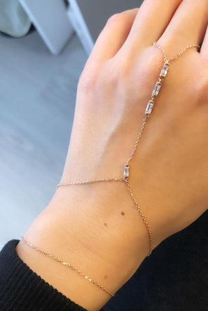 14K hand-chain with baguette CZ